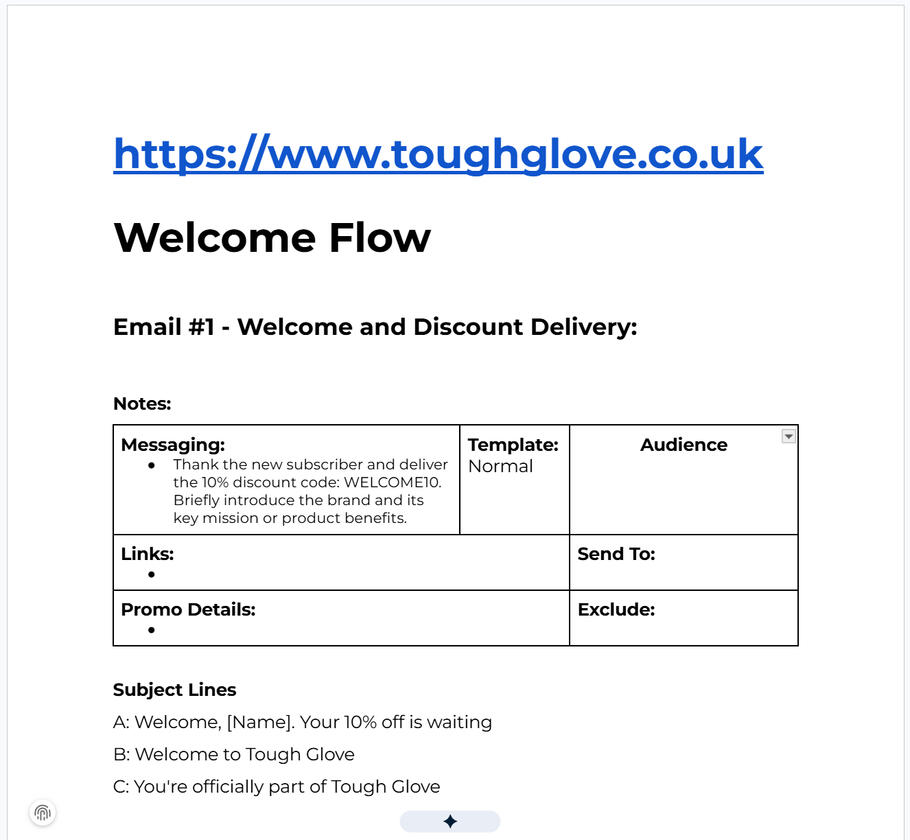Ecommere Emails - Tough Glove